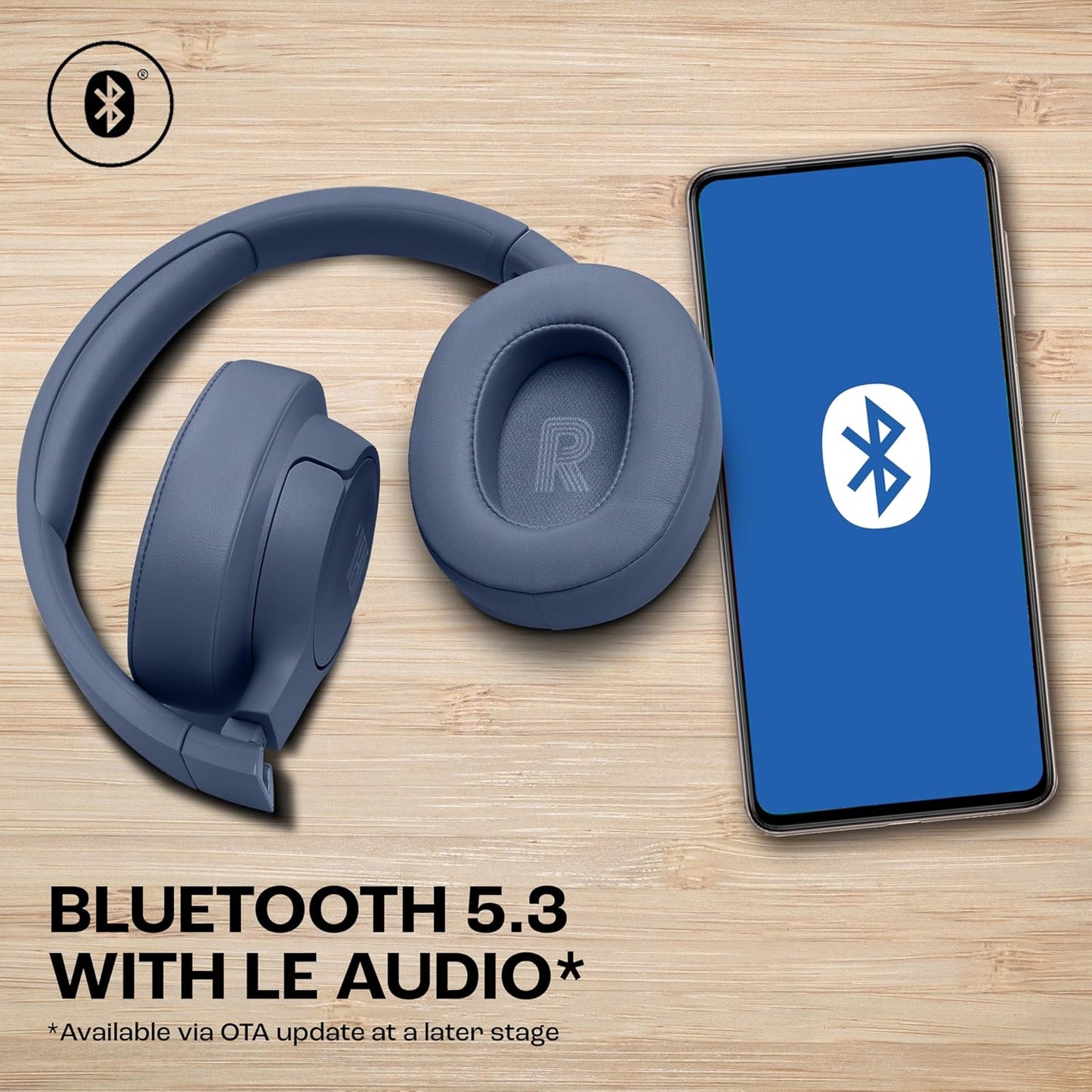 JBL Tune 770NC Wireless Over Ear ANC Headphones with Mic, Upto 70 Hrs Battery, Speed Charge : 5 min Charge Gives up to 3H of Playback, Google Fast Pair, Dual Pairing, BT 5.3 (Blue)