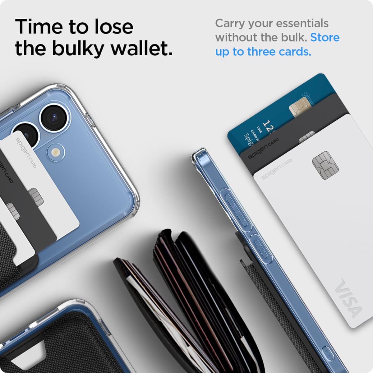 Magnetic Wallet Card Holder (MagFit) Designed for Galaxy S25 Series Magnetic Case Only and iPhone 16/15/14/13/12 Models, Holds up to 3 Cards - Fabric Black (card cover)