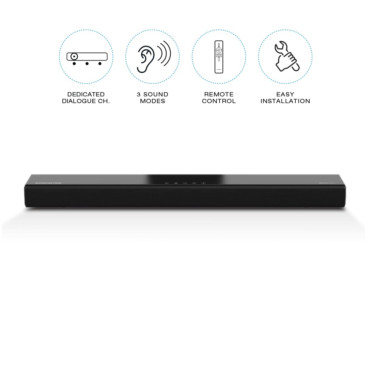 Sonodyne SAMĀ 5000 Dolby Atmos Soundbar for Immersive, Clear, Powerful Sound, 400W, 3.1 Ch, Dolby Atmos & Dolby Digital, Bluetooth, HDMI eARC with 4K Dolby Vision Pass-Through, Optical, Wireless Sub