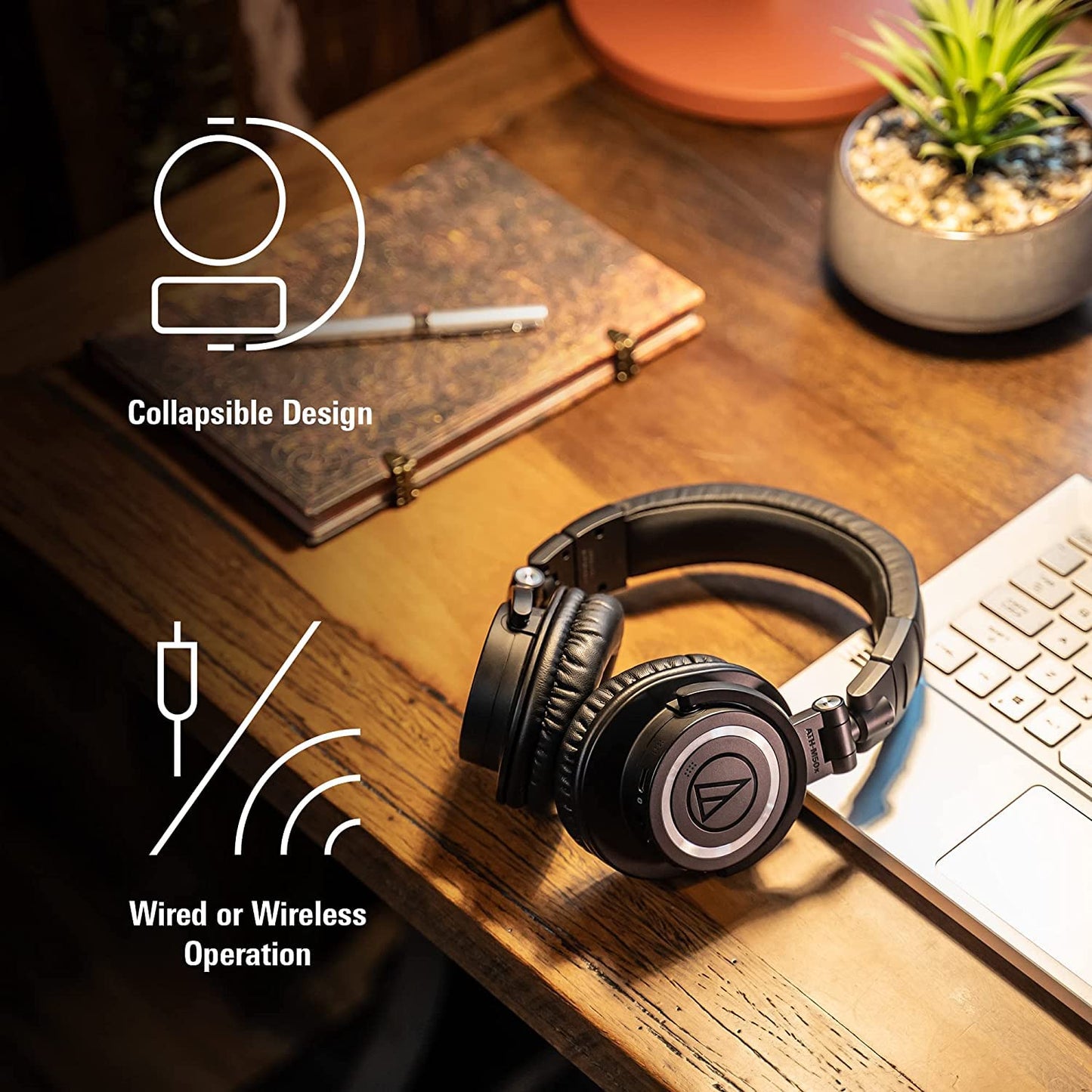 Audio-Technica ATH-M50xBT2 Bluetooth Wireless Over Ear Headphones with Dual mic, 45MM Large-Aperture Drivers, 50-Hour Battery Life, USB-C Fast Charging, Studio Sound, Dual Pairing- Black