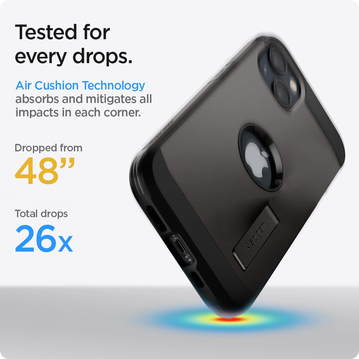 Armor Back Cover Case Compatible with iPhone 13 (TPU + Poly Carbonate | Gunmetal)