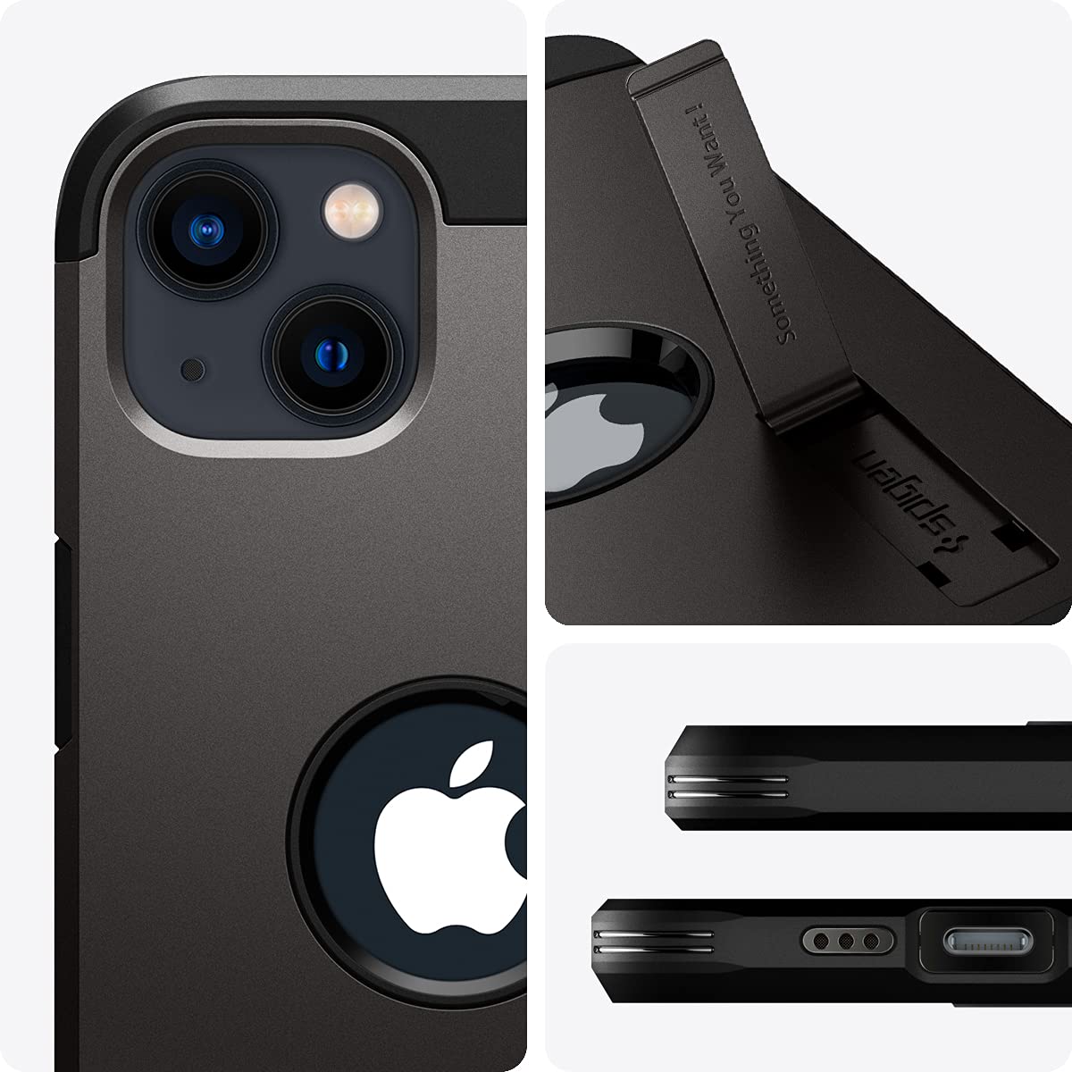 Armor Back Cover Case Compatible with iPhone 13 (TPU + Poly Carbonate | Gunmetal)