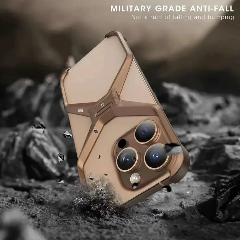 Metal Aluminum Armor Case |Metal Frame Bumper (Desert Titanium, iPhone 14)