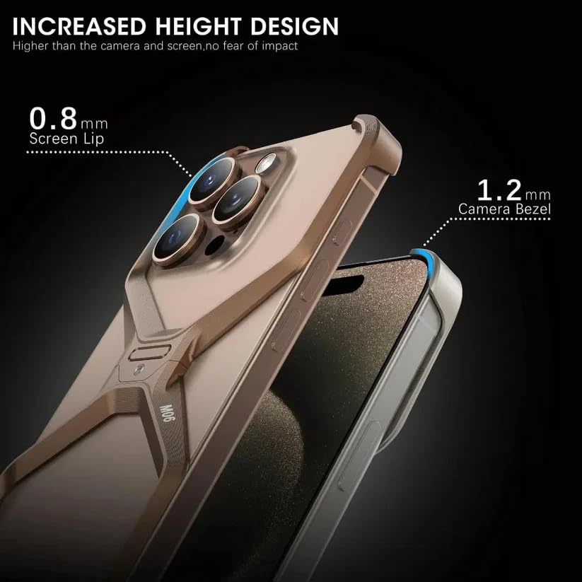 Metal Aluminum Armor Case |Metal Frame Bumper (Desert Titanium, iPhone 14)