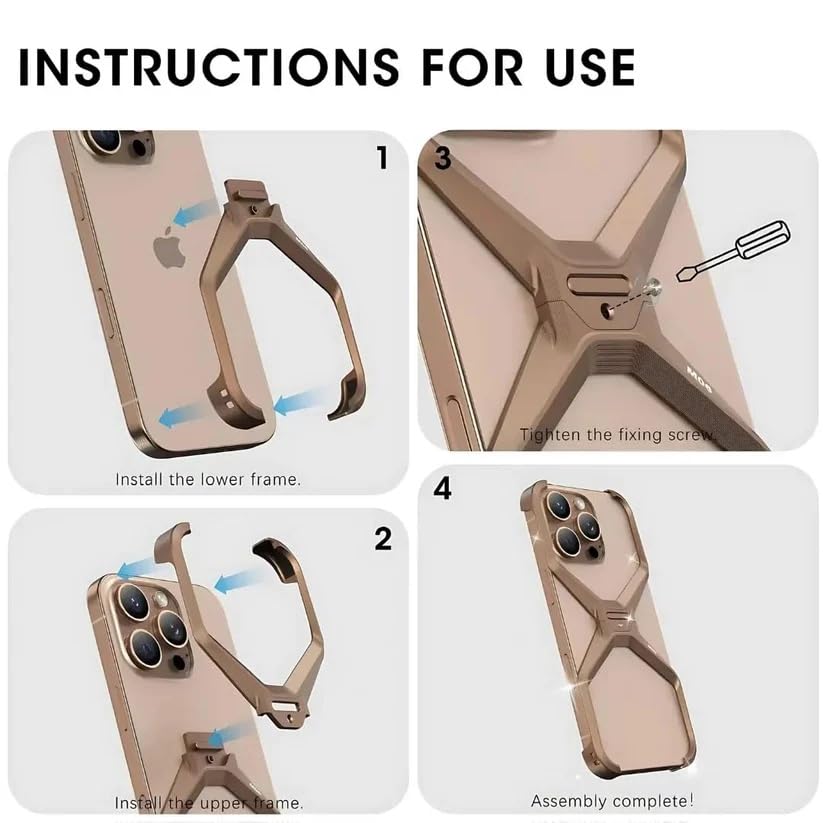 Metal Aluminum Armor Case |Metal Frame Bumper (Desert Titanium, iPhone 14)