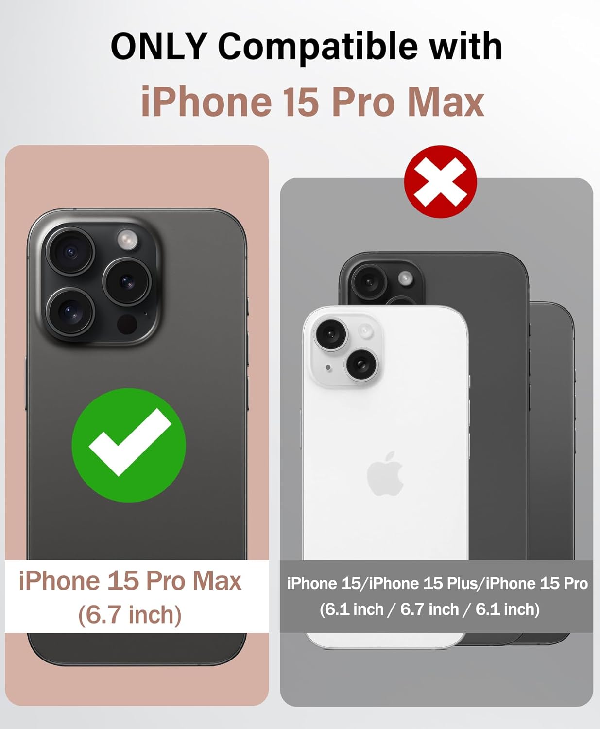 iPhone 15 Pro Max Case with Kickstand & Slide Camera Cover, Mil-Grade Drop Protection Shockproof Protective Back Cover for iPhone 15 Pro Max, Rose Gold