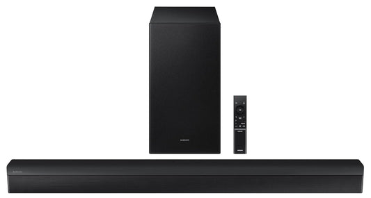 Samsung 300 W 2.1 ch Dolby Audio Soundbar, DTS Virtual:X, Surround Sound Expansion, Bluetooth, Optical in, USB, Wireless Subwoofer (HW-C450/XL, Black)