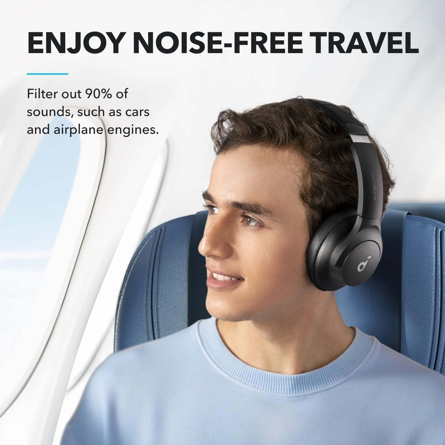 Q20i Wireless Bluetooth Over-Ear Headphones with Hybrid Active Noise Cancelling, 40h Playtime in ANC Mode, Hi-Res Audio, Deep Bass, Personalization via App