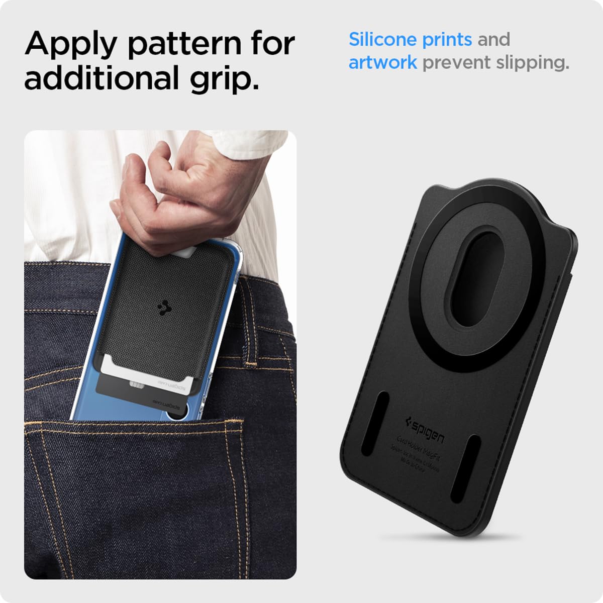 Magnetic Wallet Card Holder (MagFit) Designed for Galaxy S25 Series Magnetic Case Only and iPhone 16/15/14/13/12 Models, Holds up to 3 Cards - Fabric Black (card cover)